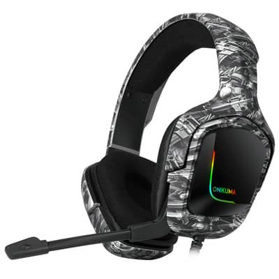 casque gamer ps4 avec micro camouflage gris