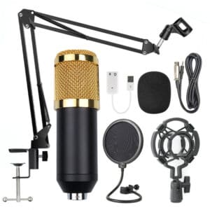 Microphone gamer avec bras or noir