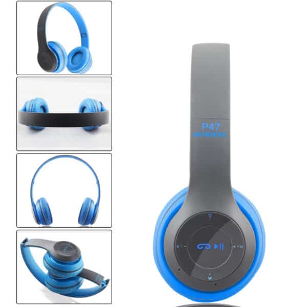 Casque gamer pc Bluetooth bleu